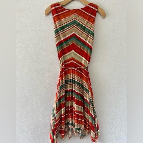 Lauren Ralph Lauren Western Southwest Aztec Striped Handkerchief Dress Med READ - Picture 2 of 6